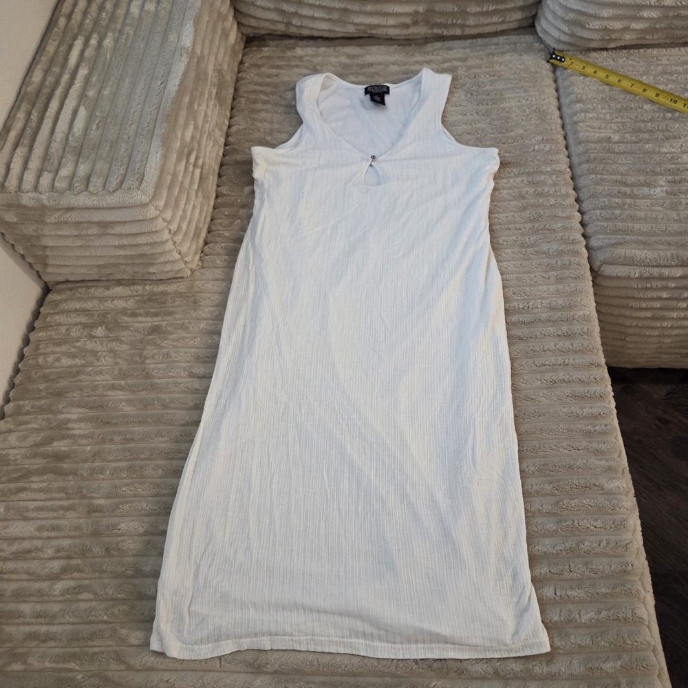 Rouge Collection White Sleeveless Dress Plus Size 2X V-Neck Keyhole Textured